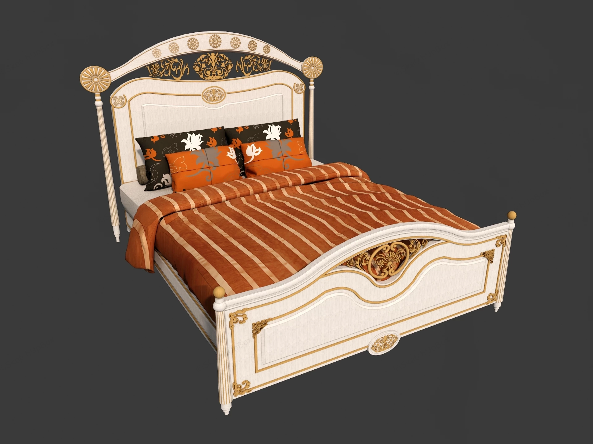 Vintage Wooden Bed sketchup model preview - SketchupBox