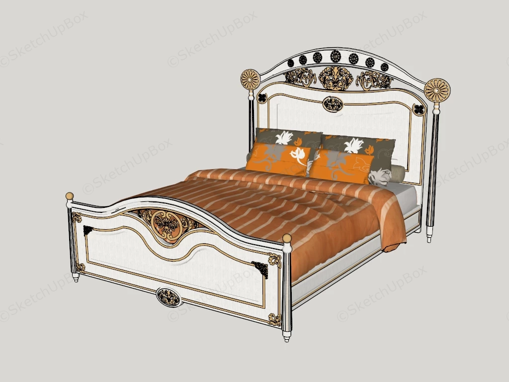 Vintage Wooden Bed sketchup model preview - SketchupBox