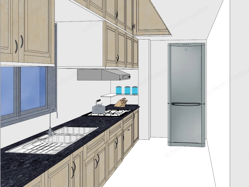 Small Narrow Kitchen Design Idea sketchup model preview - SketchupBox