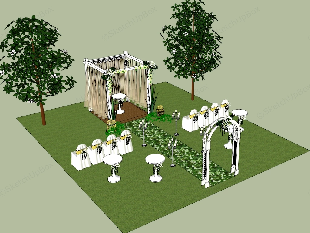 Outdoor Garden Wedding Venue sketchup model preview - SketchupBox