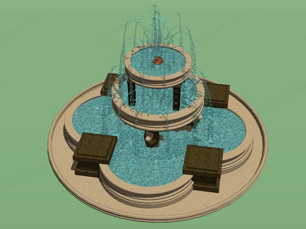 3 Tier Garden Fountain sketchup model preview - SketchupBox