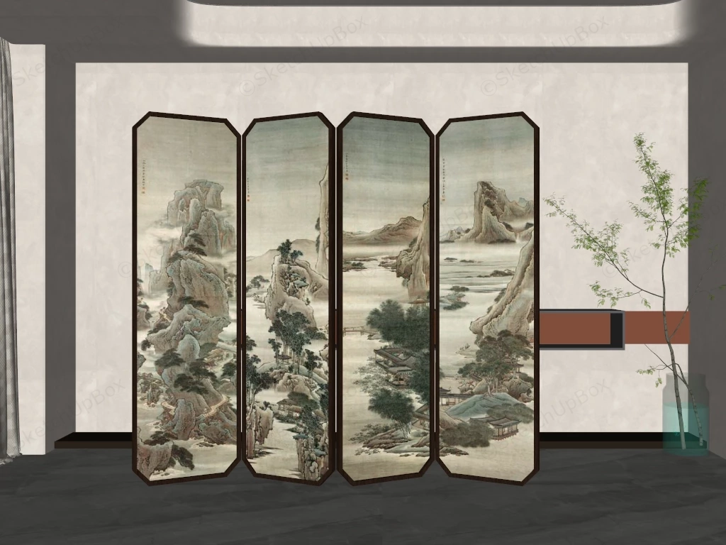 4 Panel Room Divider sketchup model preview - SketchupBox
