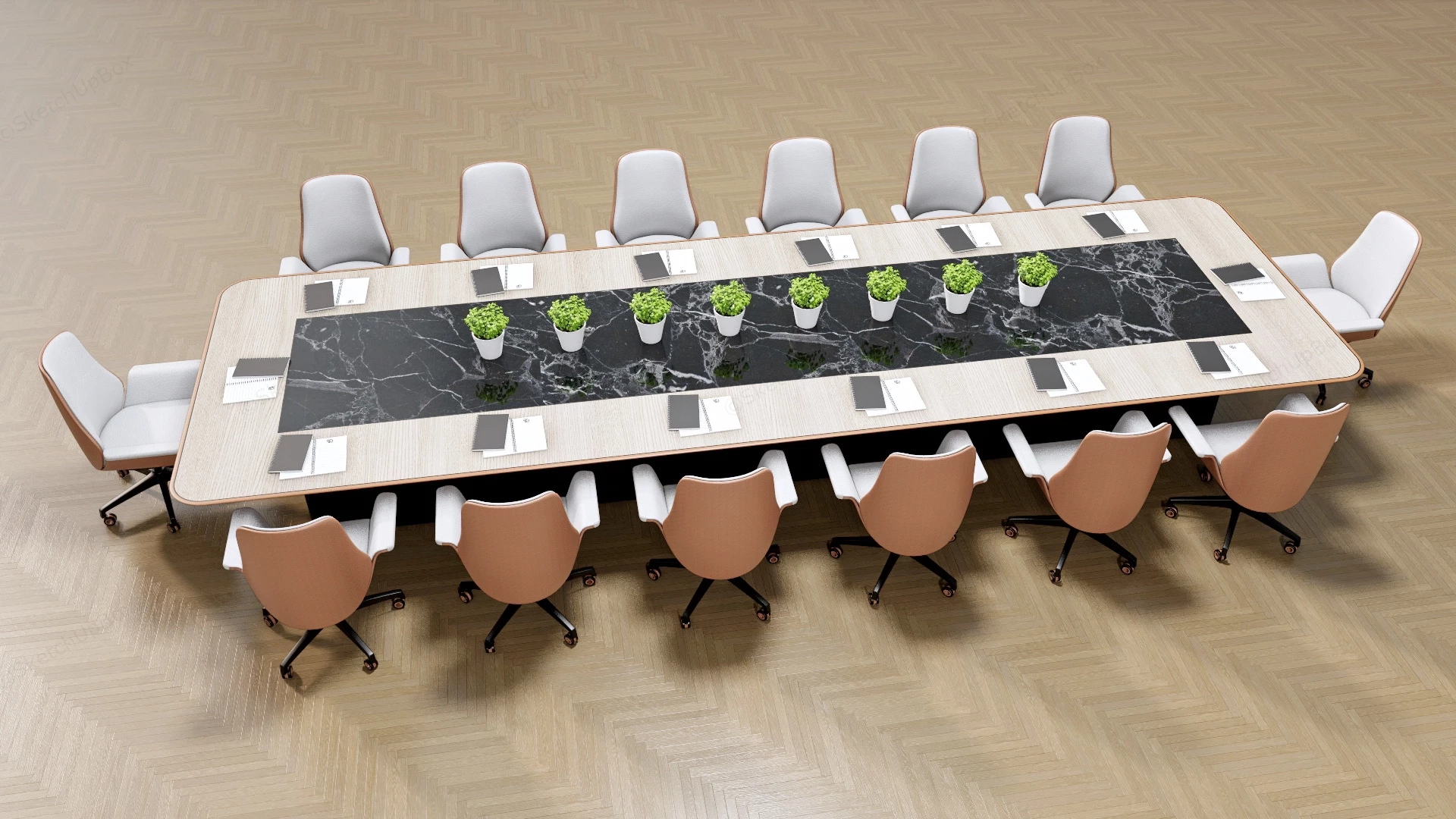 Large Conference Room Table And Chairs sketchup model preview - SketchupBox