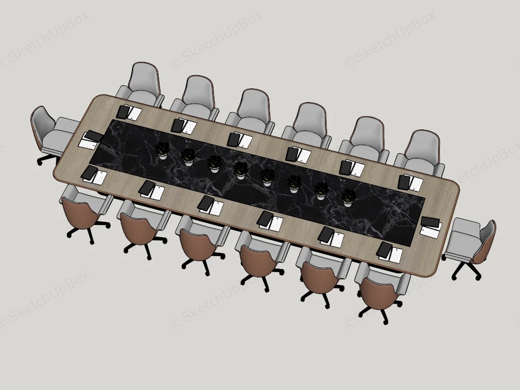 Large Conference Room Table And Chairs sketchup model preview - SketchupBox