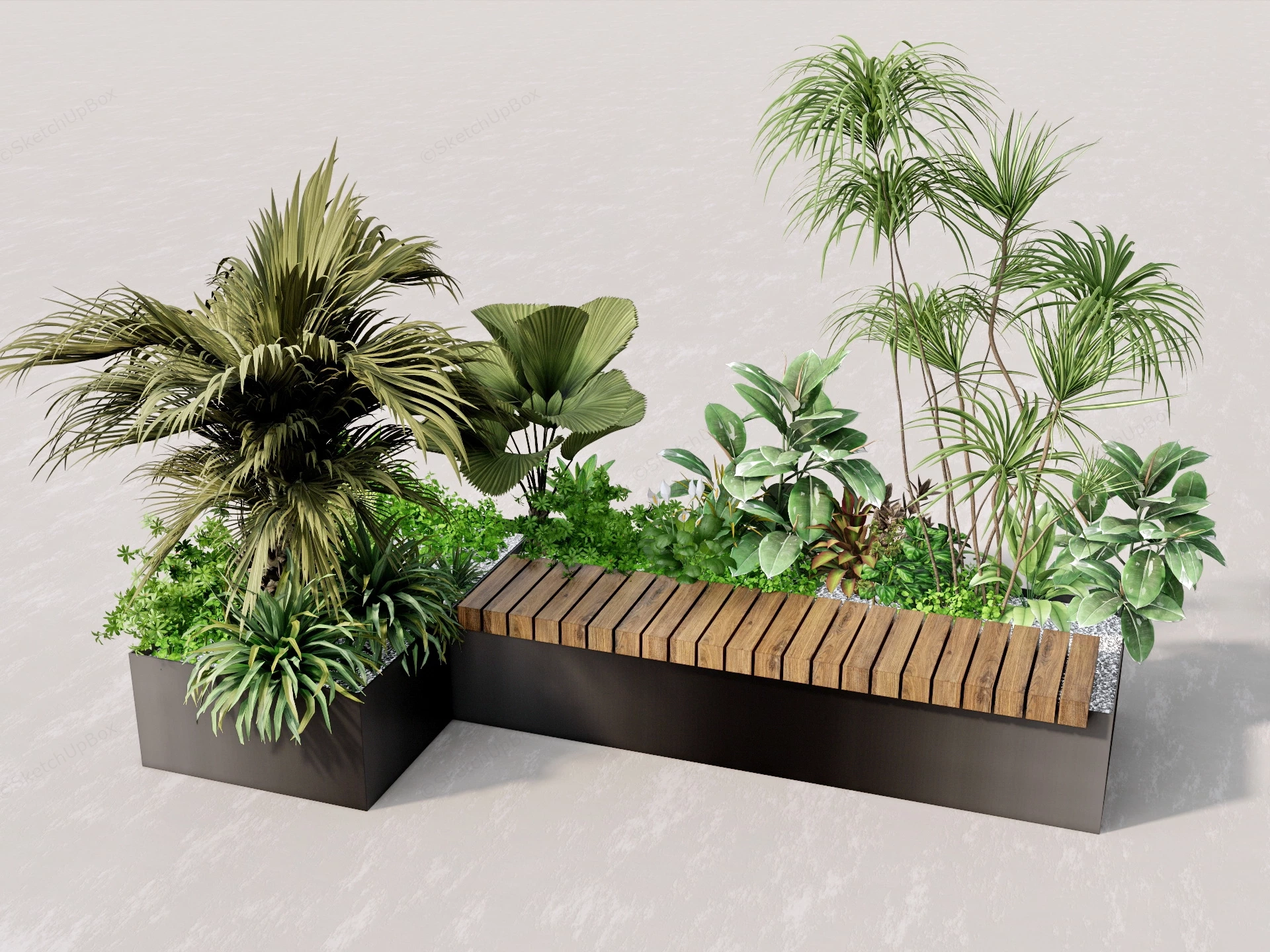 Commercial Bench Planter sketchup model preview - SketchupBox
