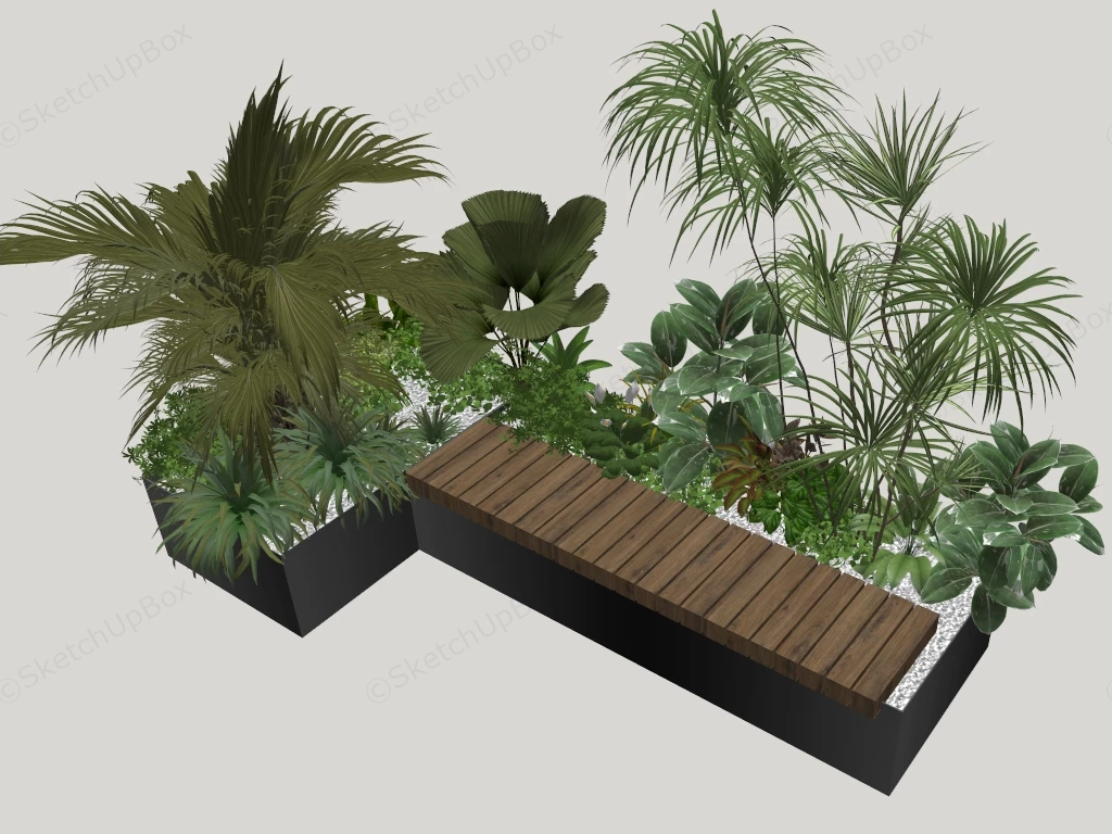 Commercial Bench Planter sketchup model preview - SketchupBox