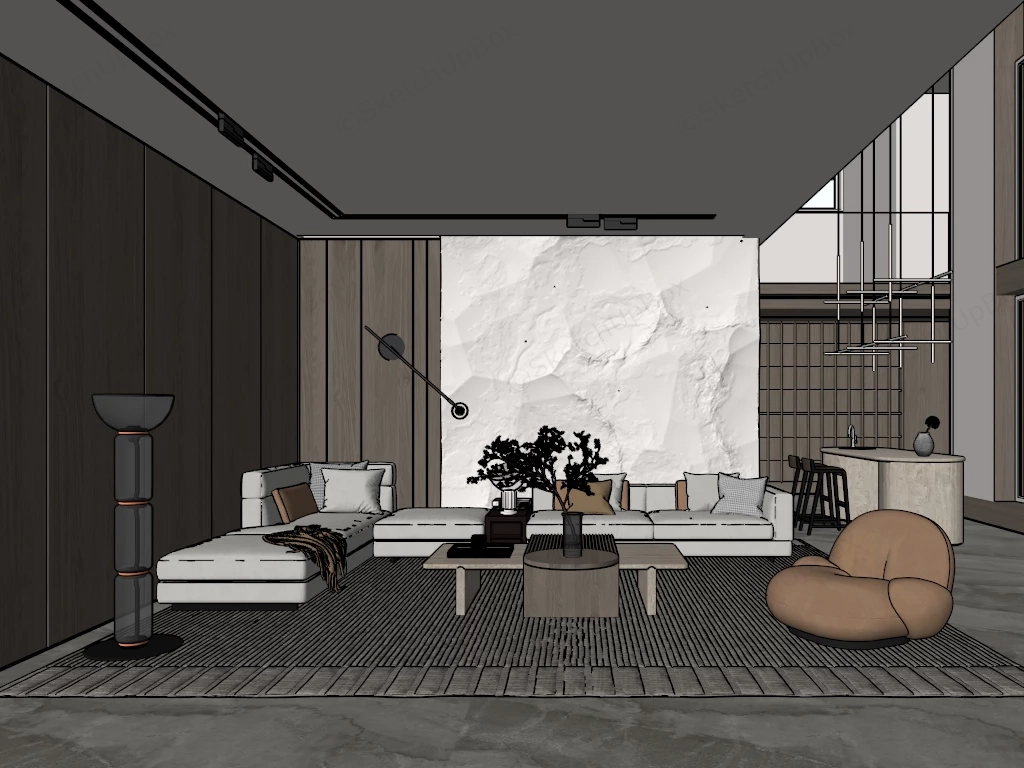 Spacious Modern Living Room sketchup model preview - SketchupBox