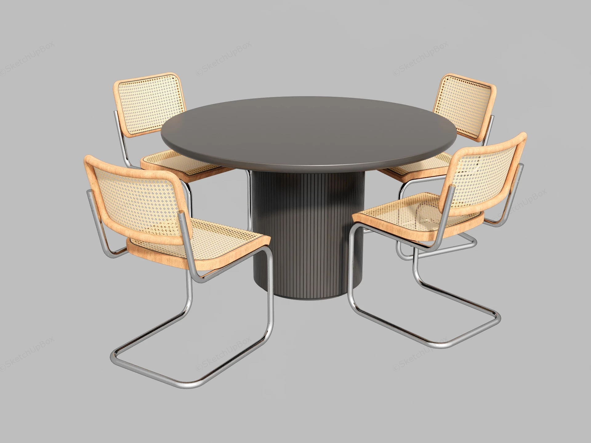 Casual Round Dining Table Set sketchup model preview - SketchupBox