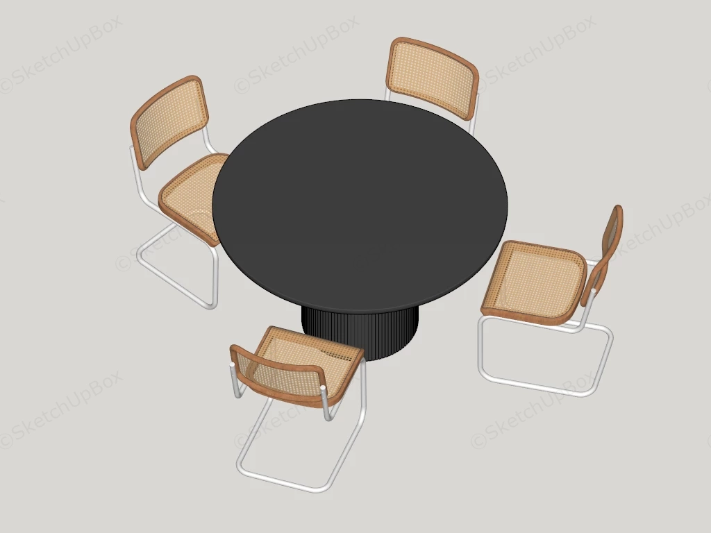 Casual Round Dining Table Set sketchup model preview - SketchupBox
