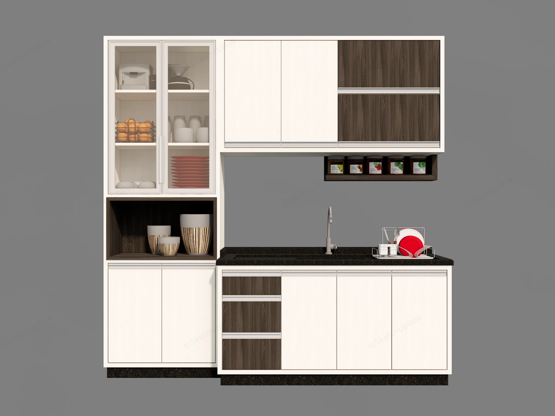 Small Kitchen Wall Cabinet sketchup model preview - SketchupBox