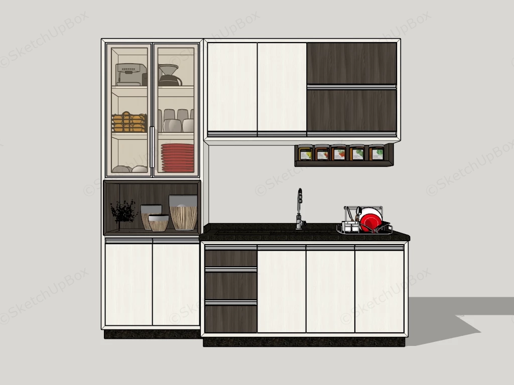 Small Kitchen Wall Cabinet sketchup model preview - SketchupBox