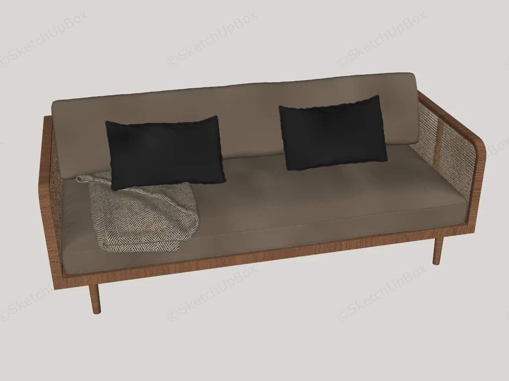 Rattan & Wood Sofa sketchup model preview - SketchupBox