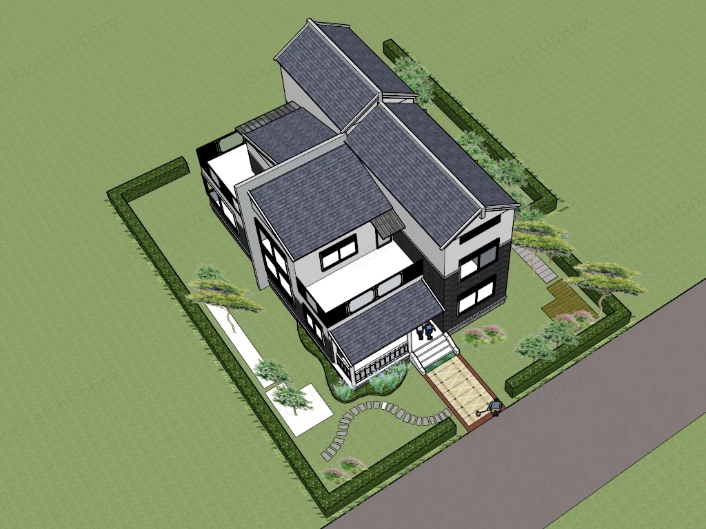 Countryside House sketchup model preview - SketchupBox