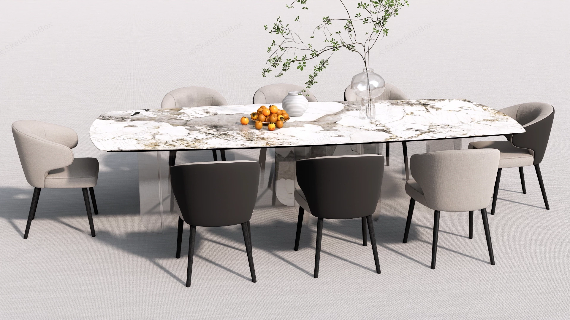 9 Piece Dining Room Set sketchup model preview - SketchupBox