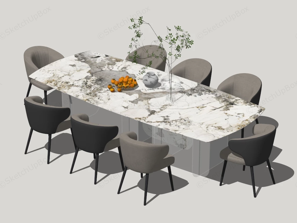 9 Piece Dining Room Set sketchup model preview - SketchupBox