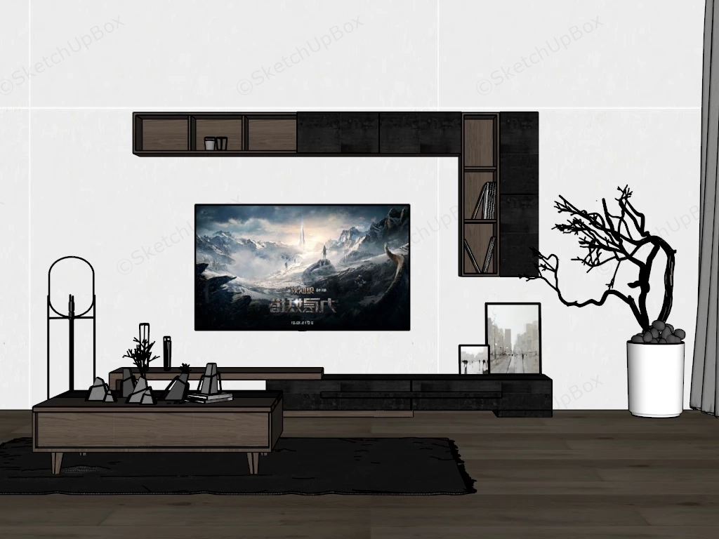 Simple Living Room Furniture Ideas sketchup model preview - SketchupBox