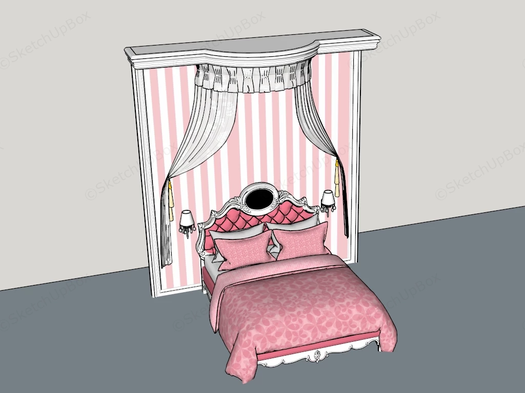 Princess Bed sketchup model preview - SketchupBox