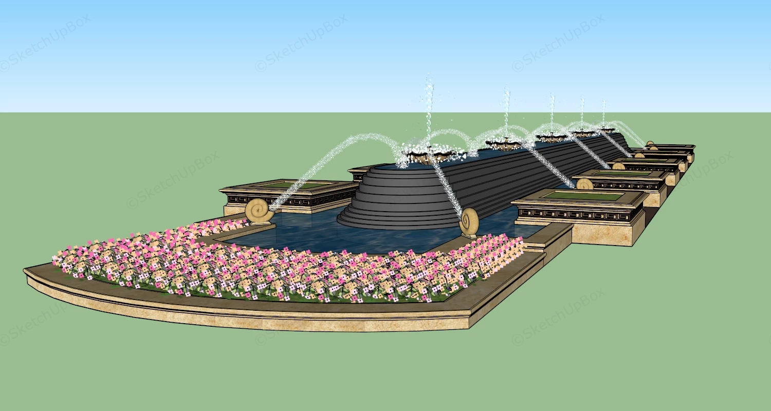 Plaza Water Fountain sketchup model preview - SketchupBox