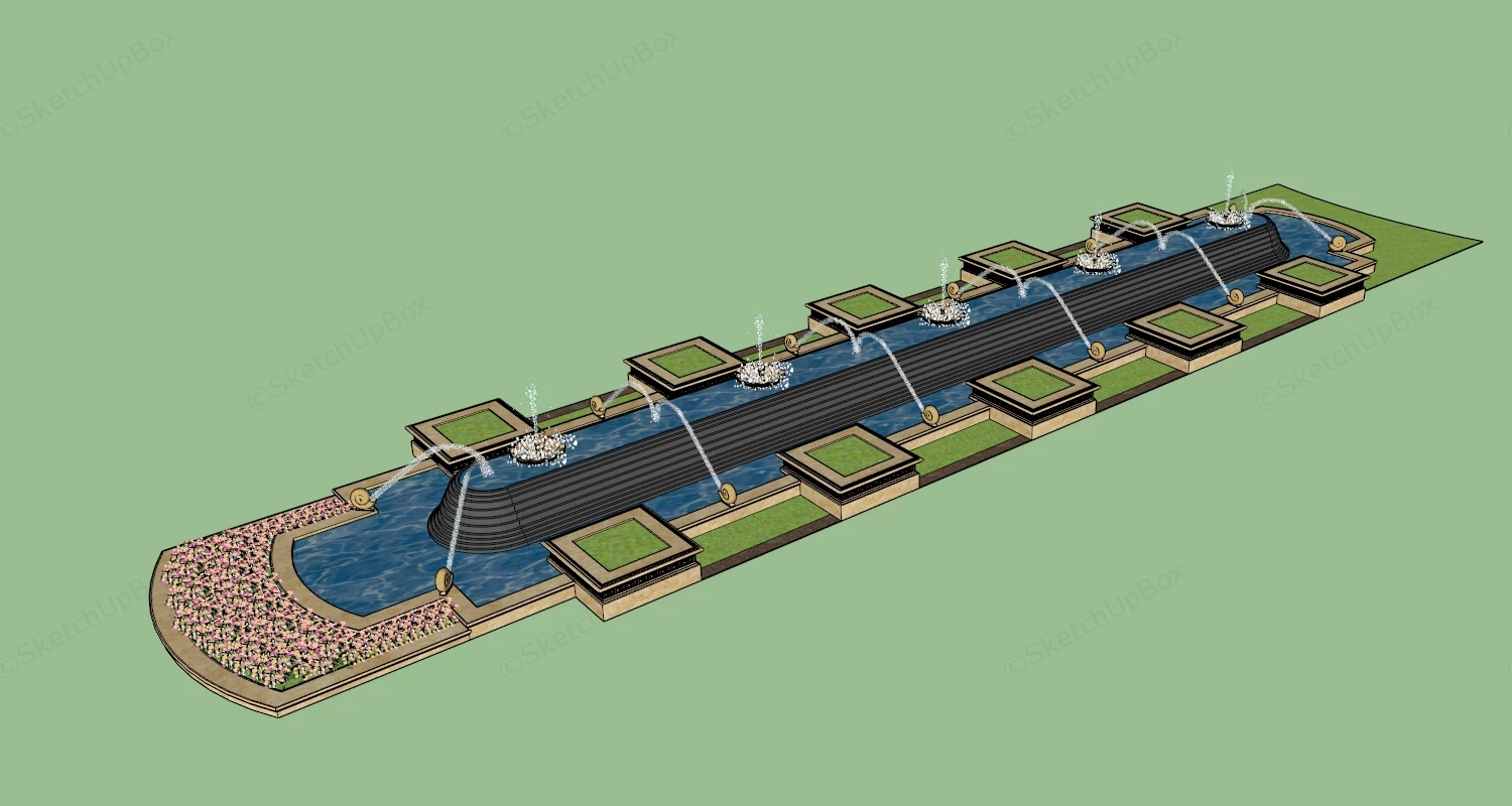 Plaza Water Fountain sketchup model preview - SketchupBox