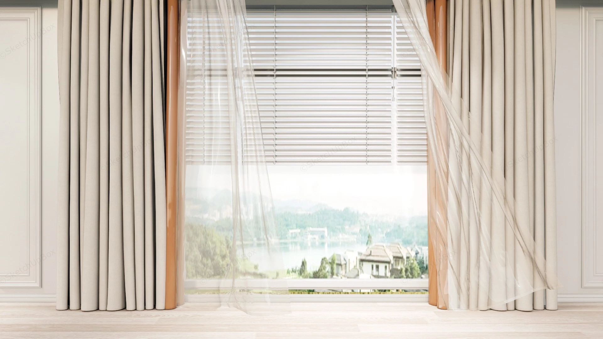 Beautiful Living Room Curtains sketchup model preview - SketchupBox