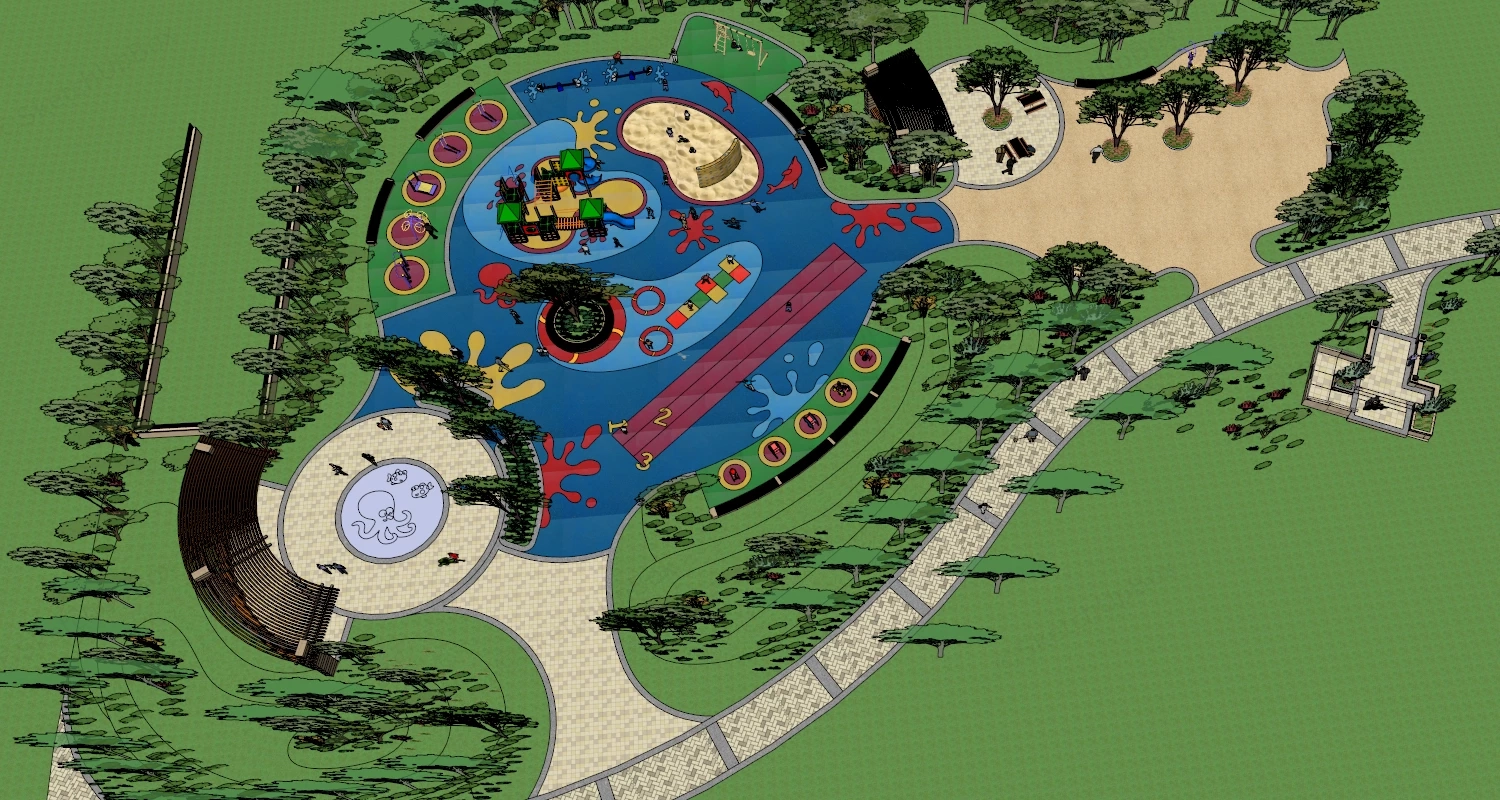 Neighborhood Park Playground sketchup model preview - SketchupBox