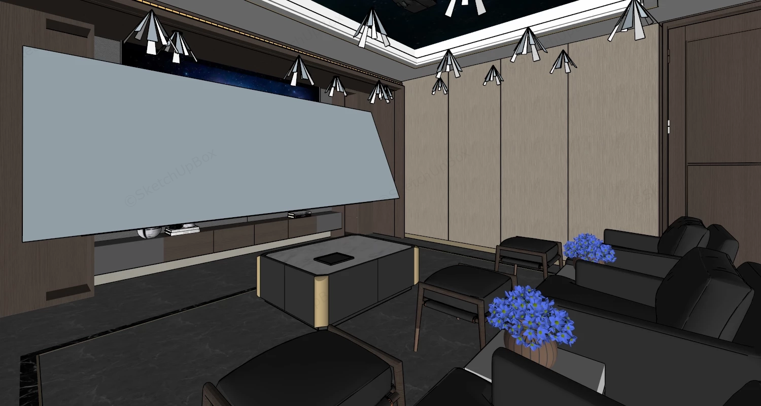 Small Home Theater Room Design sketchup model preview - SketchupBox