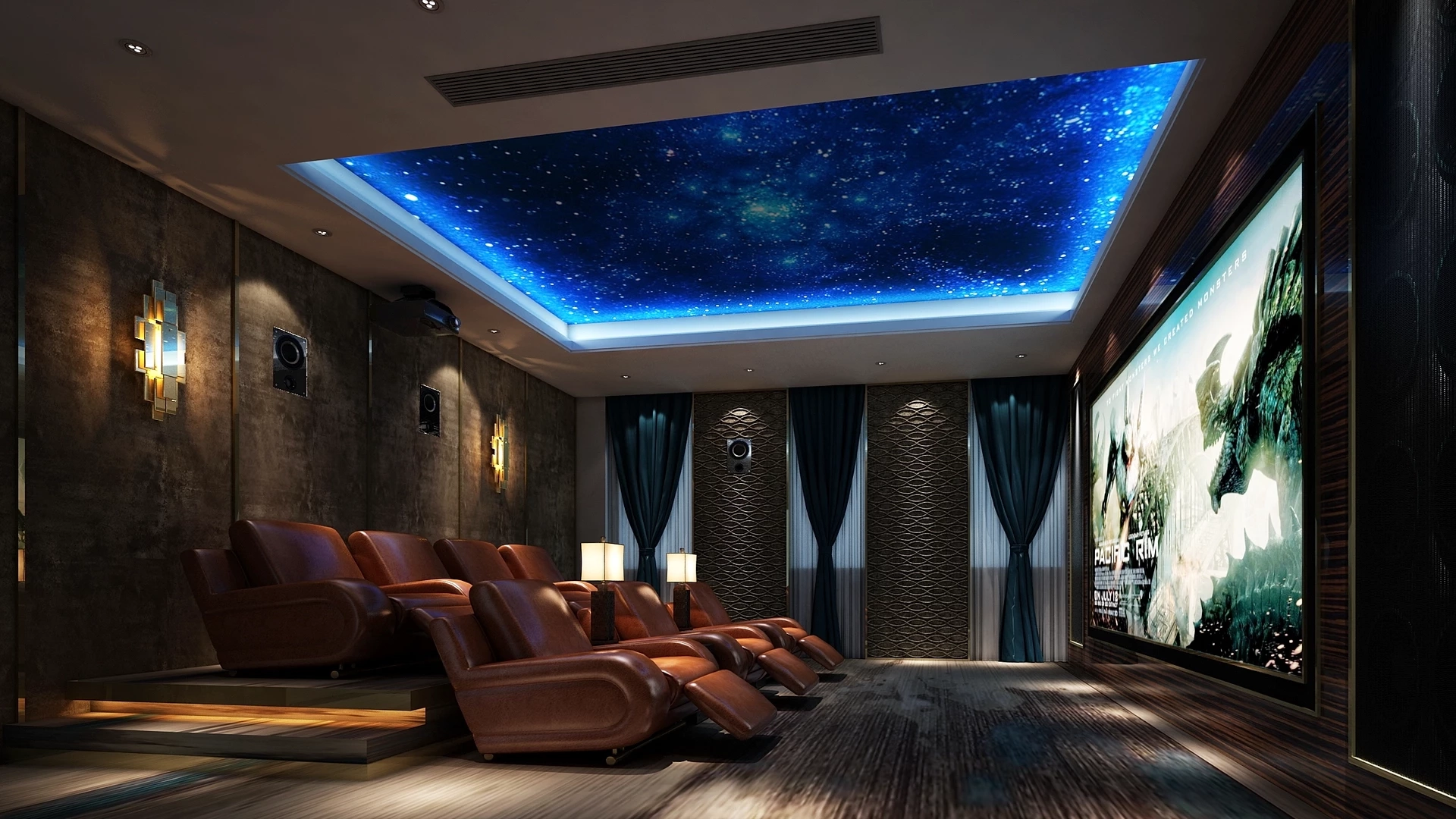 Modern Luxury Home Theater sketchup model preview - SketchupBox