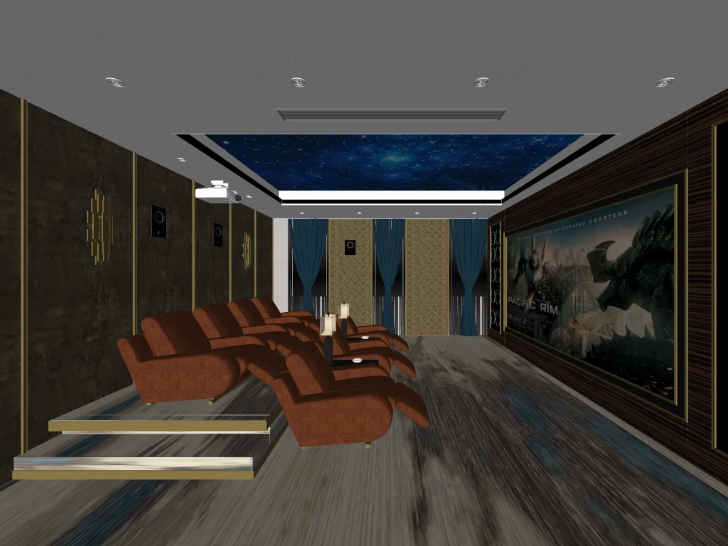 Modern Luxury Home Theater sketchup model preview - SketchupBox