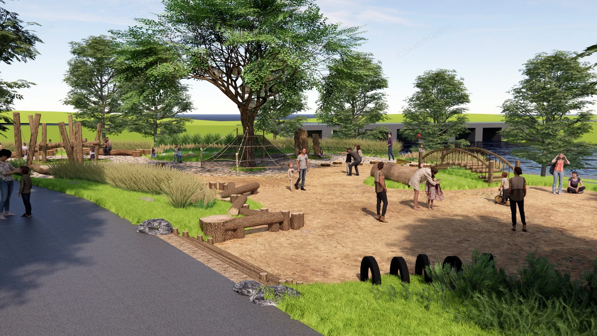 Natural Wood Playground sketchup model preview - SketchupBox