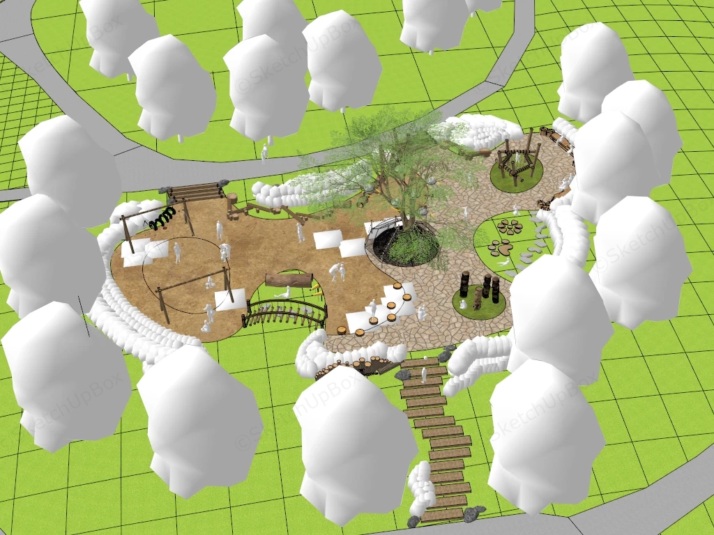 Natural Wood Playground sketchup model preview - SketchupBox
