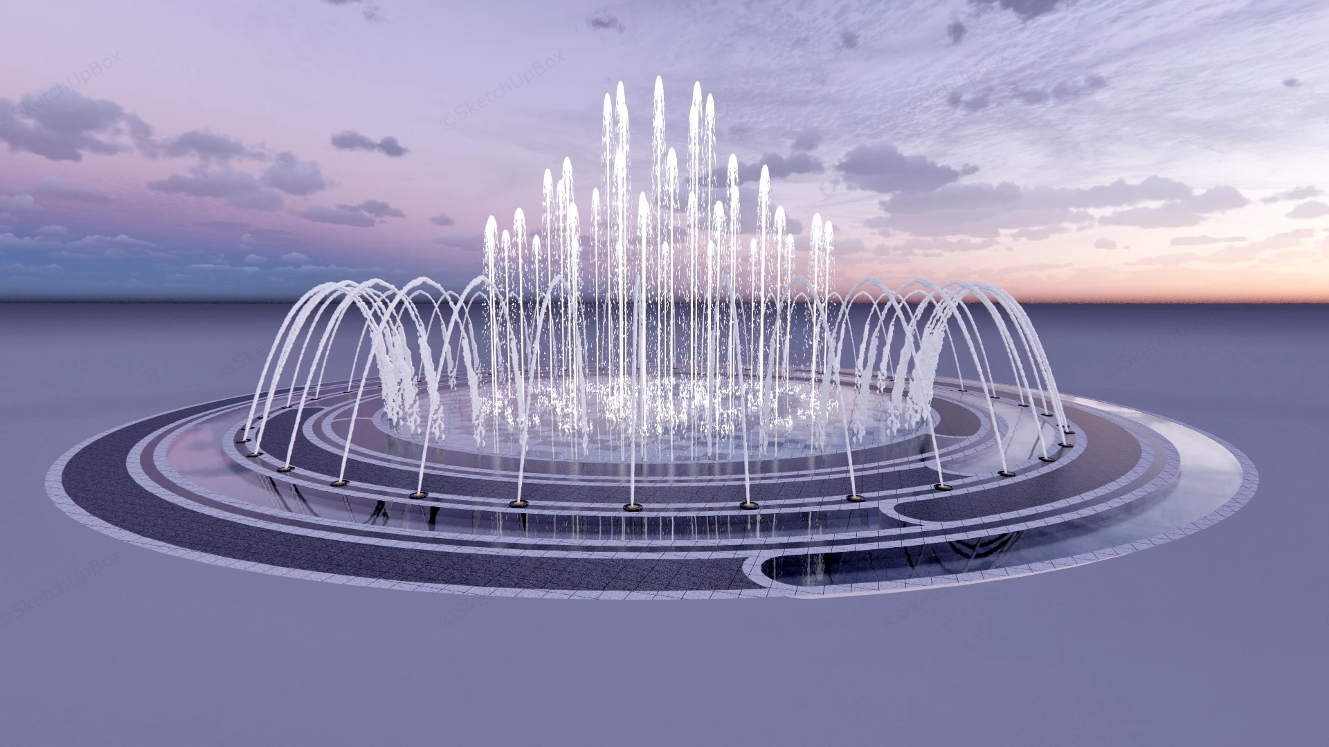 Circular Fountain With Water Jets sketchup model preview - SketchupBox