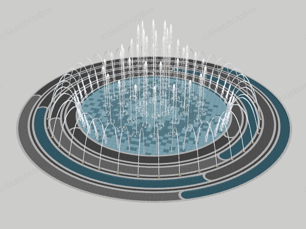 Circular Fountain With Water Jets sketchup model preview - SketchupBox