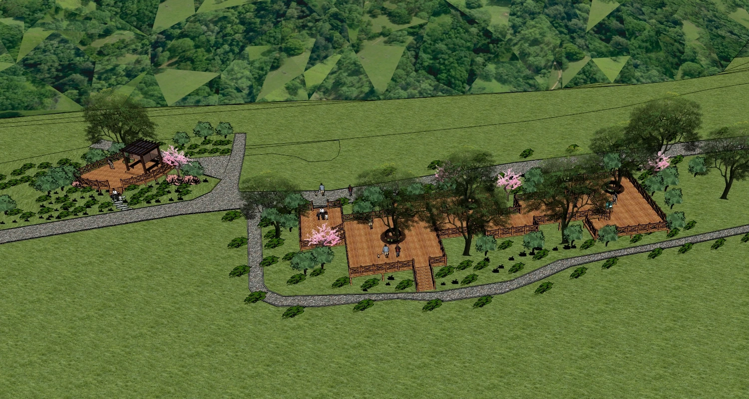 Wooden Deck In Green Park sketchup model preview - SketchupBox