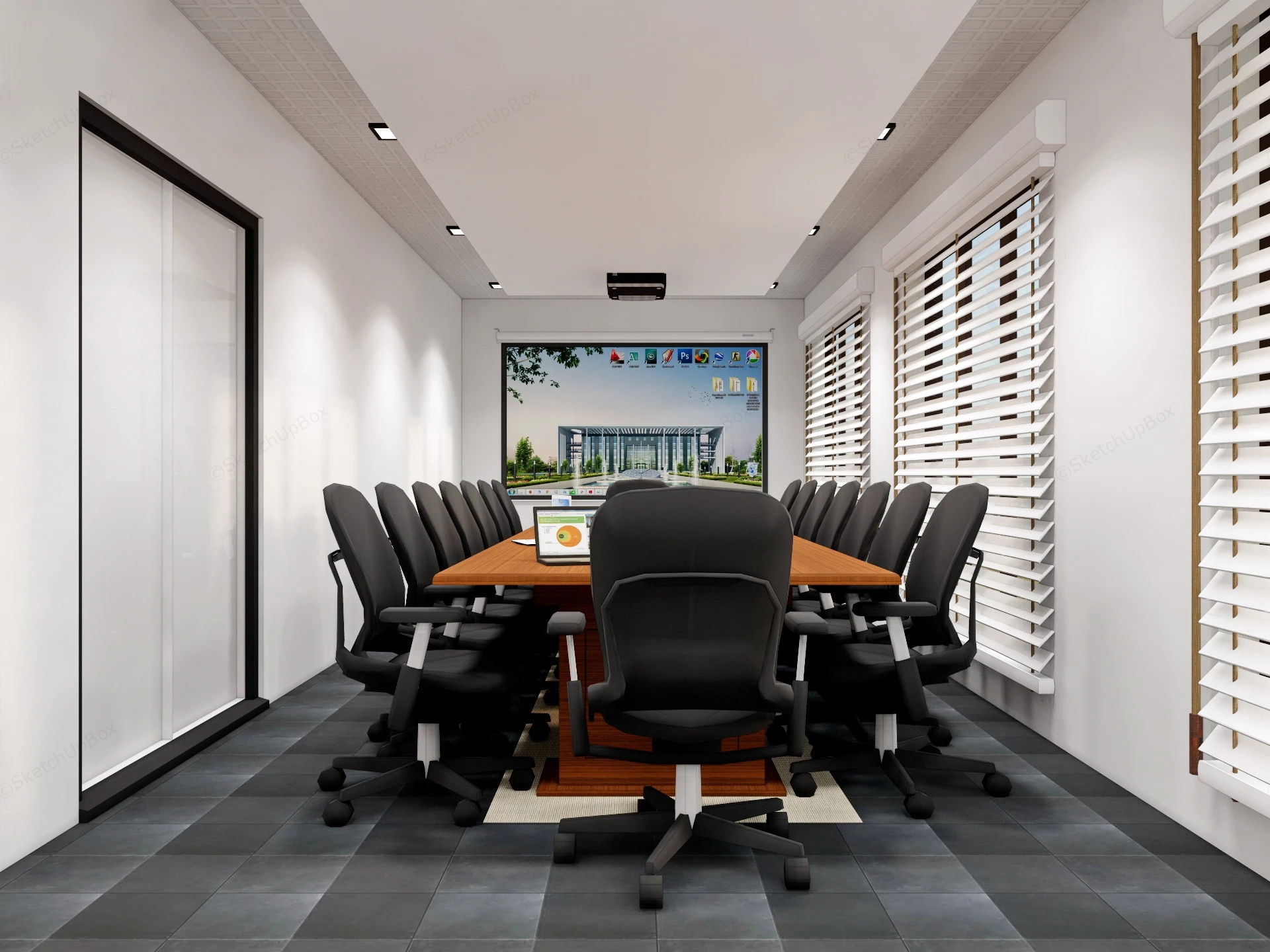 Long And Narrow Conference Room sketchup model preview - SketchupBox