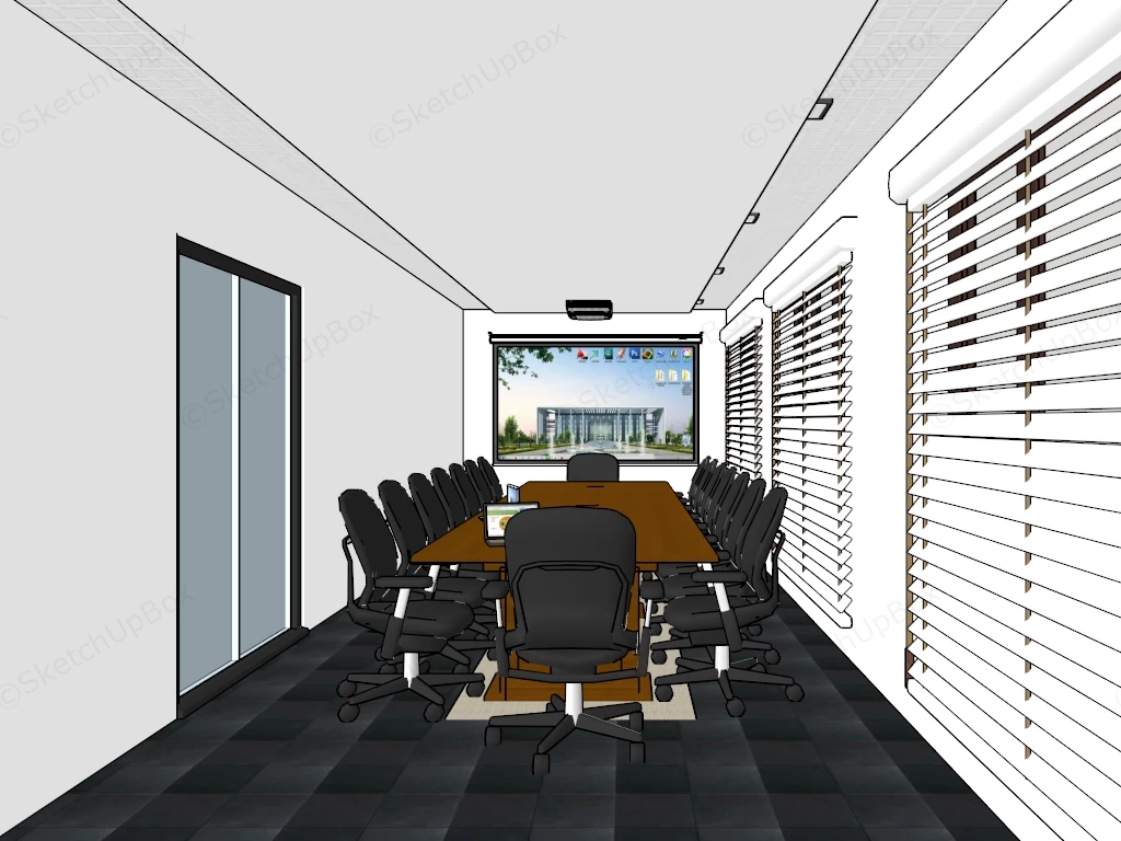 Long And Narrow Conference Room sketchup model preview - SketchupBox
