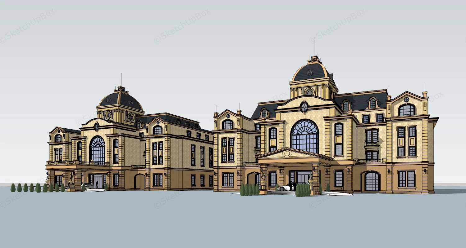 Classic Luxury Mansion Exterior sketchup model preview - SketchupBox