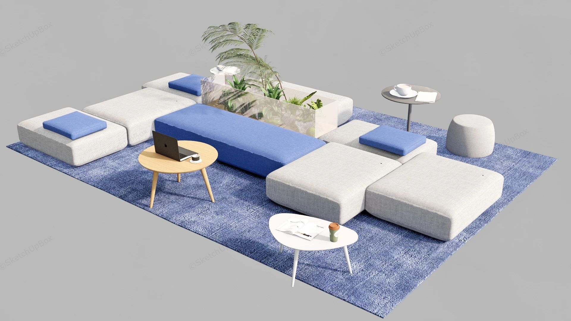 Modern Office Lounge Furniture sketchup model preview - SketchupBox