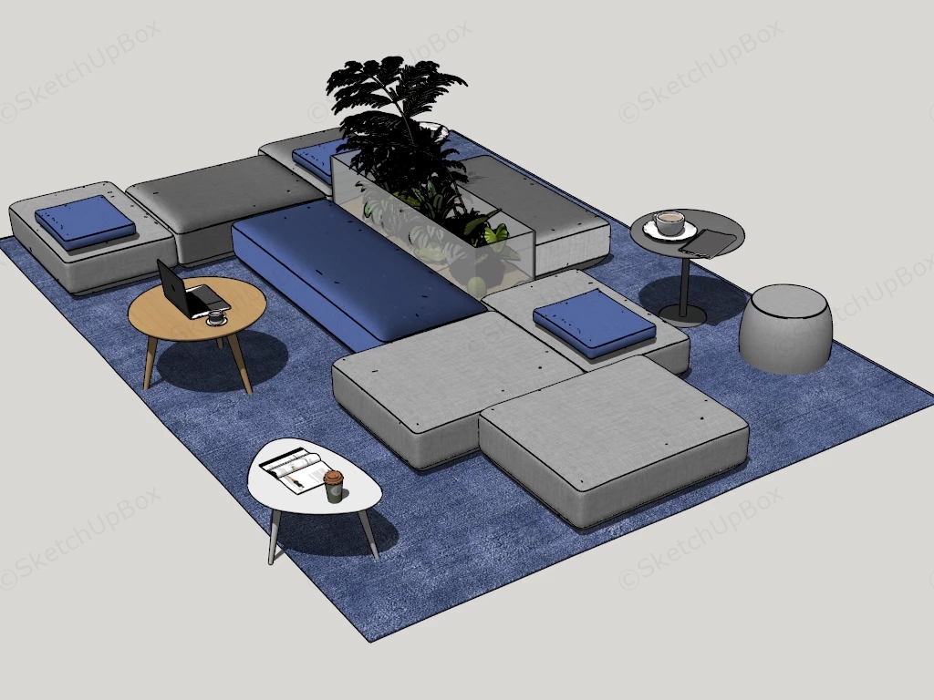 Modern Office Lounge Furniture sketchup model preview - SketchupBox