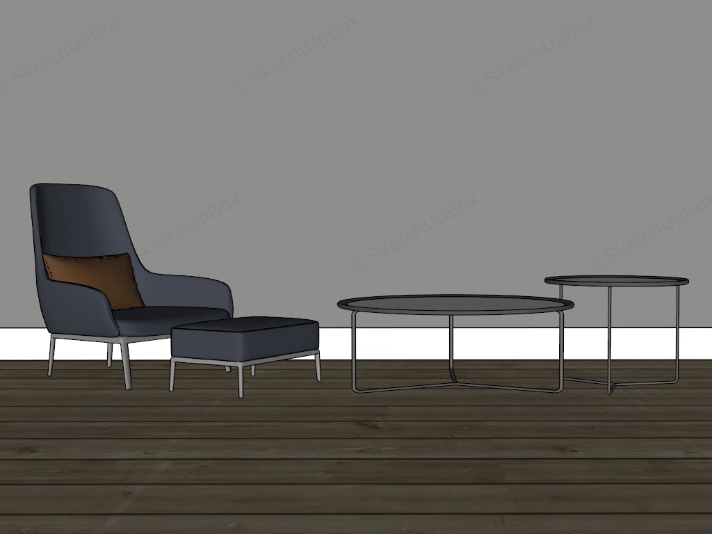 Accent Chair And Nesting Coffee Table Set sketchup model preview - SketchupBox