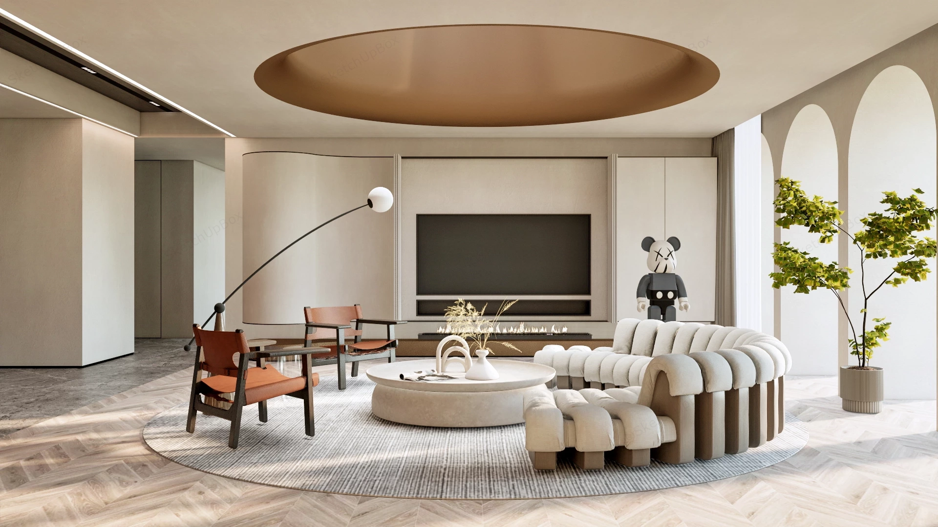 Circular Living Room Design sketchup model preview - SketchupBox