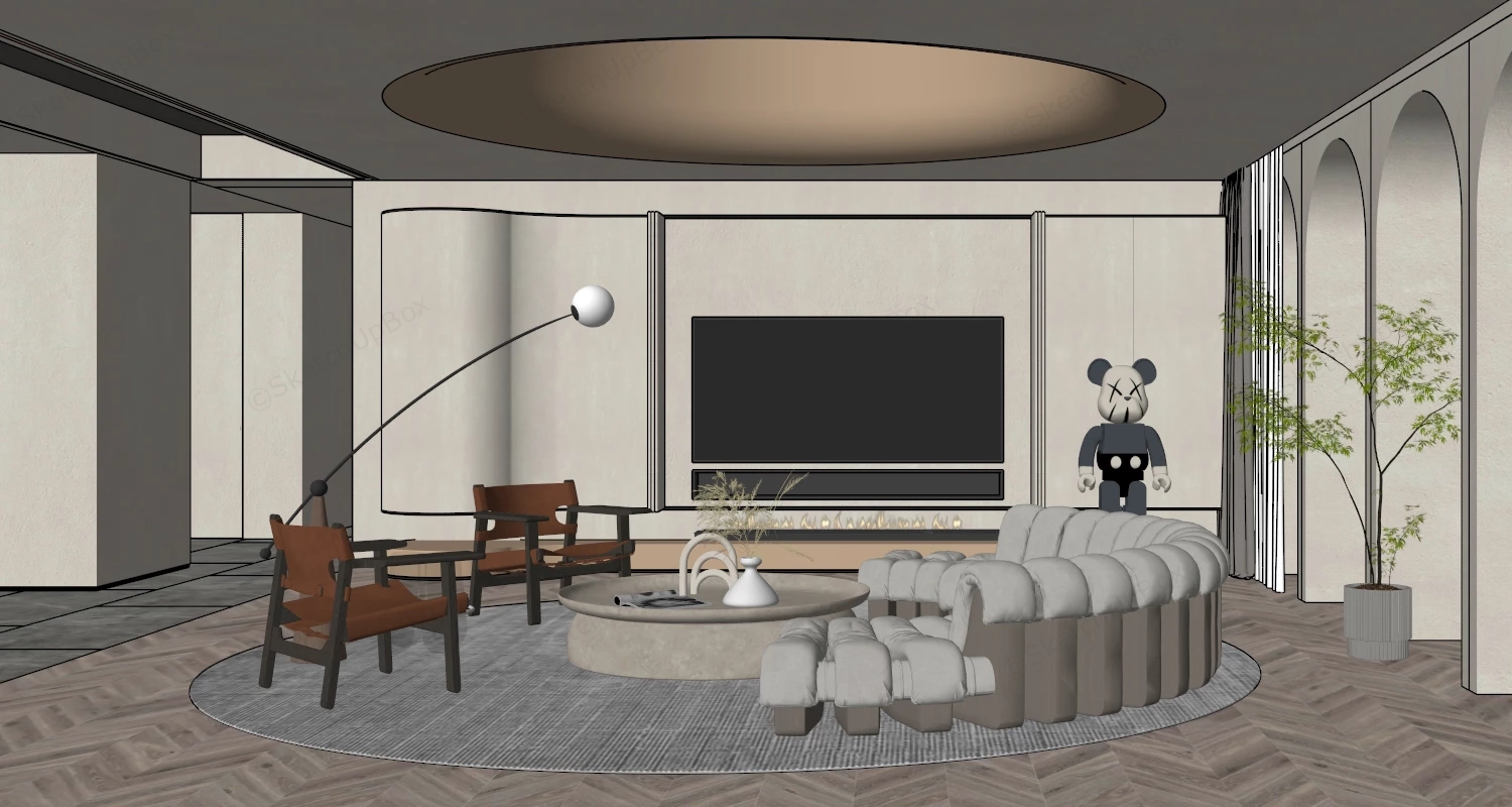 Circular Living Room Design sketchup model preview - SketchupBox
