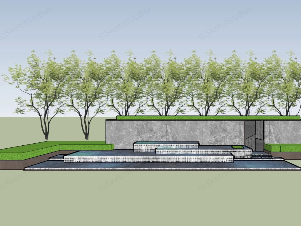 Outdoor Wall Waterfall Feature sketchup model preview - SketchupBox