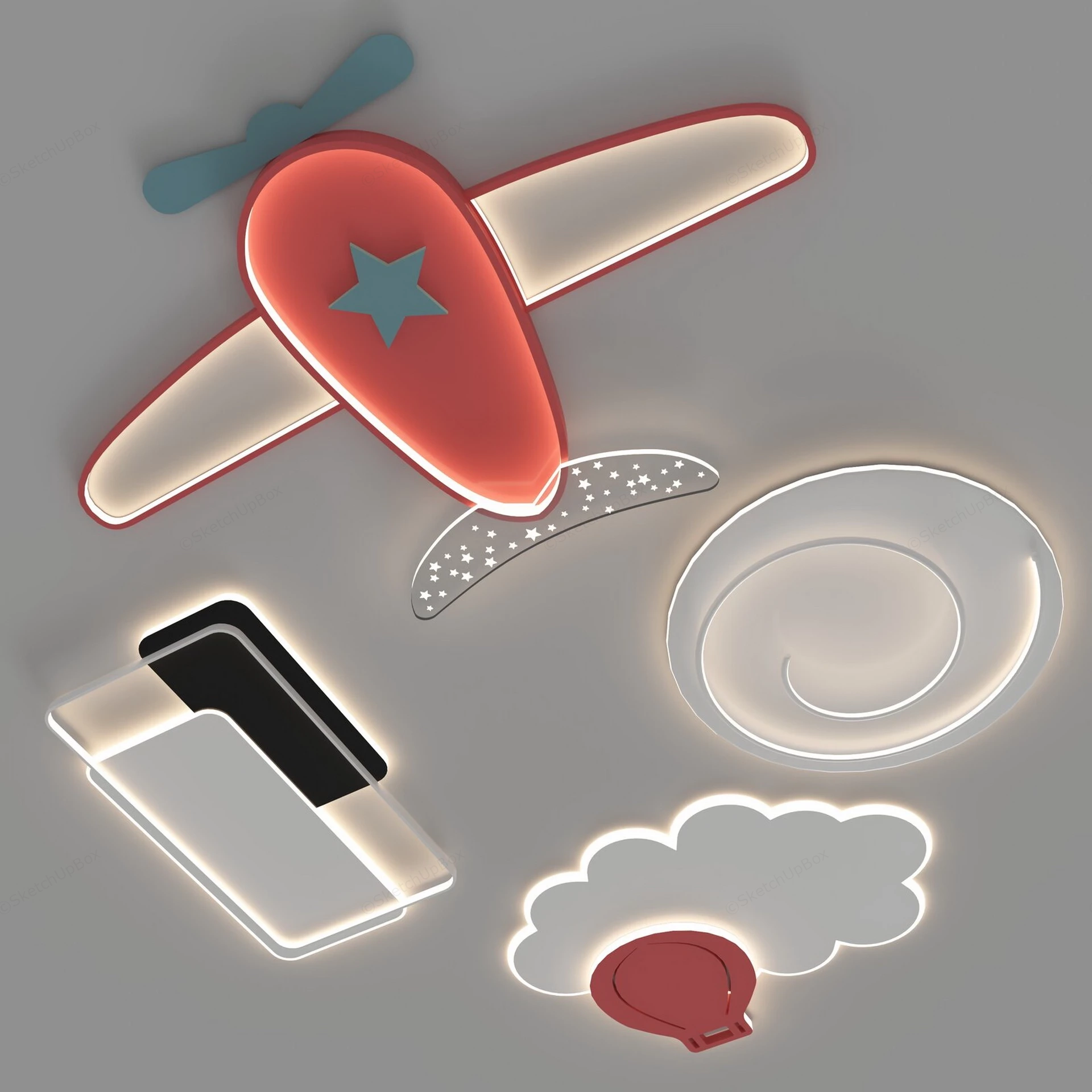 Kids Room Ceiling Light Fixtures sketchup model preview - SketchupBox