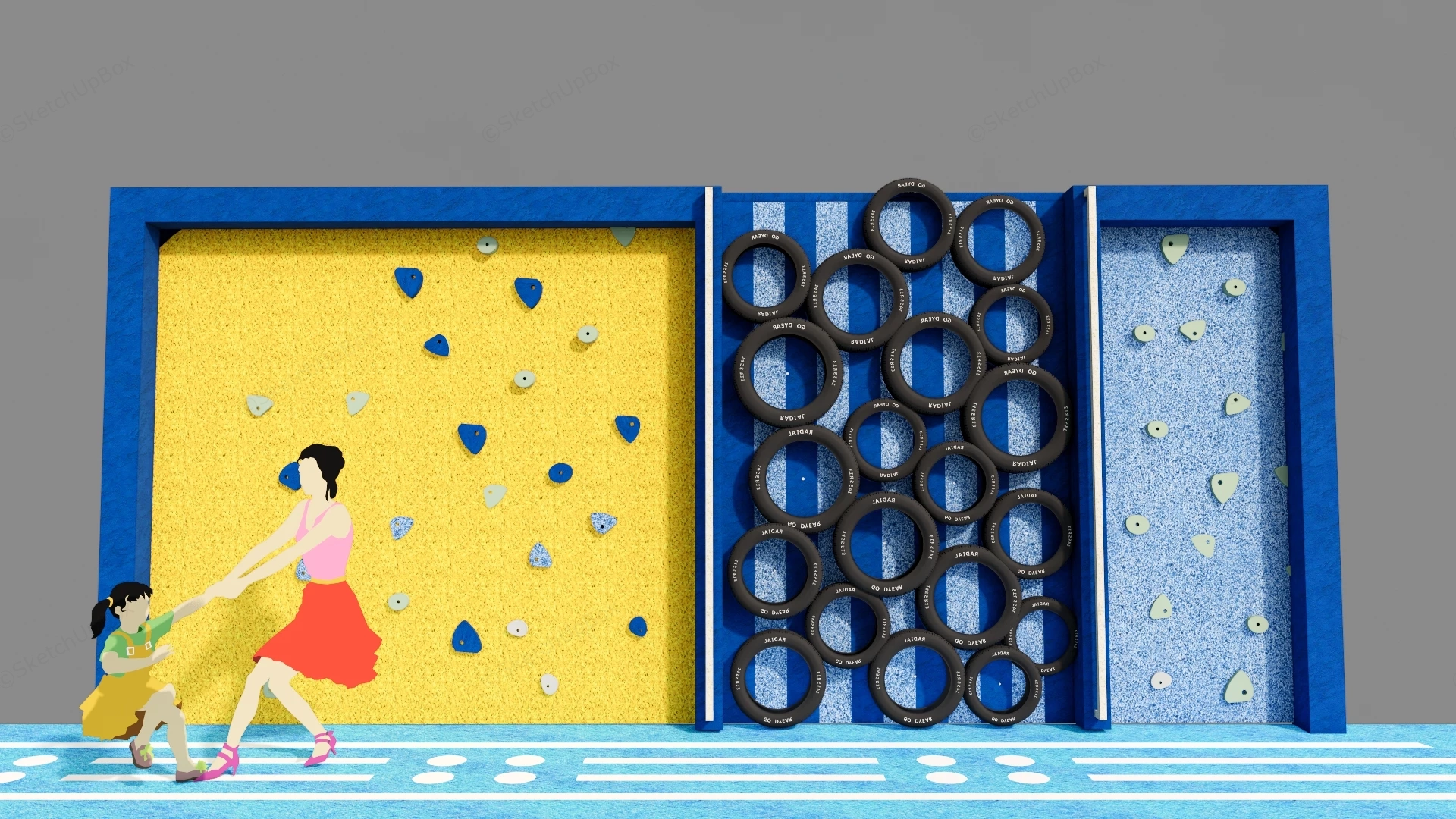Outdoor Playground Climbing Wall sketchup model preview - SketchupBox
