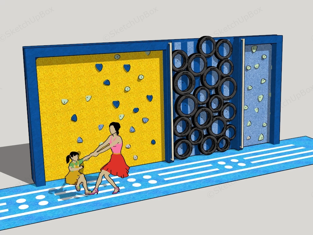 Outdoor Playground Climbing Wall sketchup model preview - SketchupBox