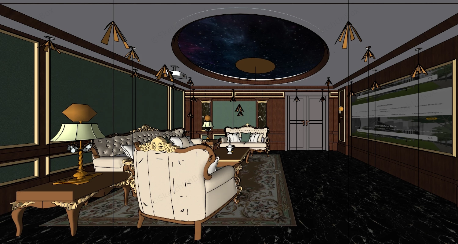 Classic Home Cinema Design sketchup model preview - SketchupBox