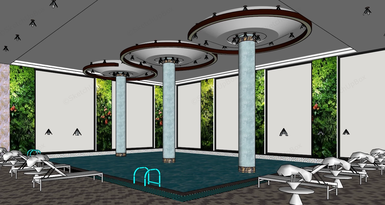Luxury Hotel Indoor Swimming Pool sketchup model preview - SketchupBox