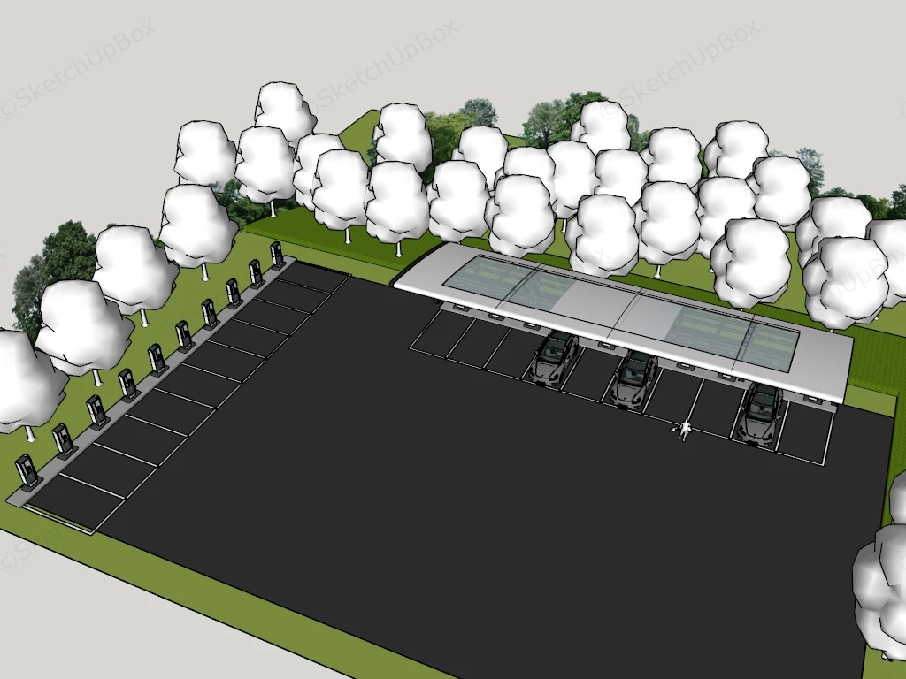 Electric Vehicle Charging Station sketchup model preview - SketchupBox