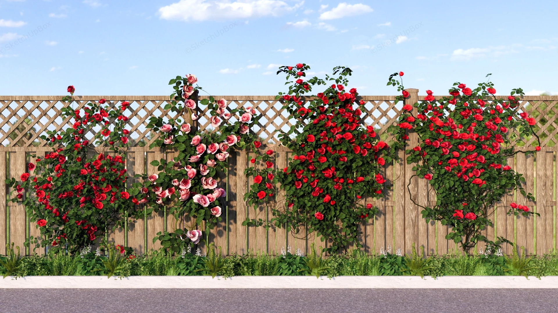 Climbing Rose Garden Fence sketchup model preview - SketchupBox