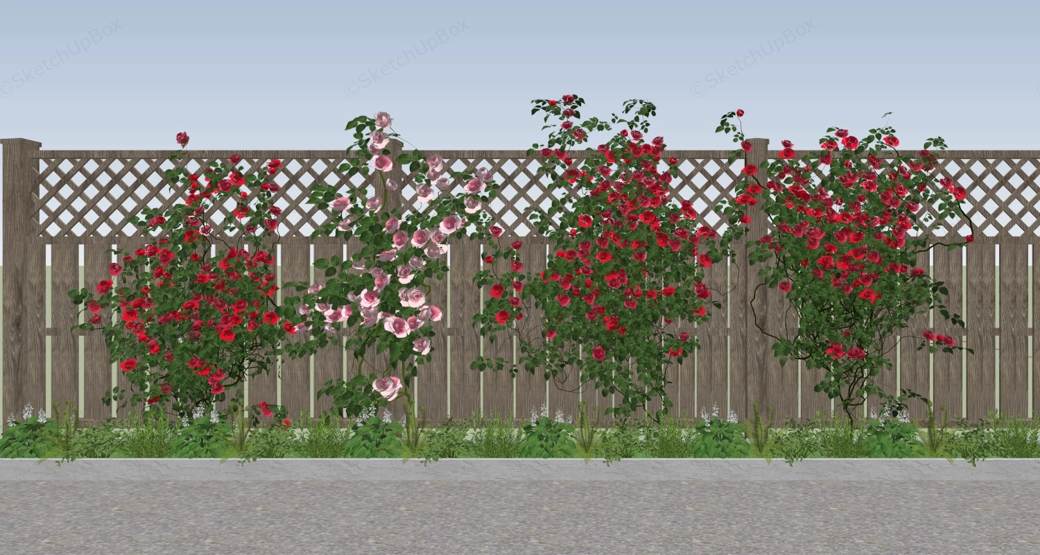 Climbing Rose Garden Fence sketchup model preview - SketchupBox